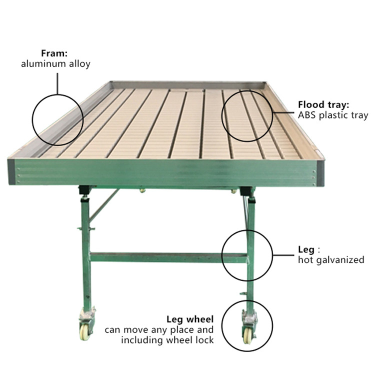 گلخانه Ebb Flow Seedling Rolling Bench Grow Tables برای رشد انواع مختلف گیاهان